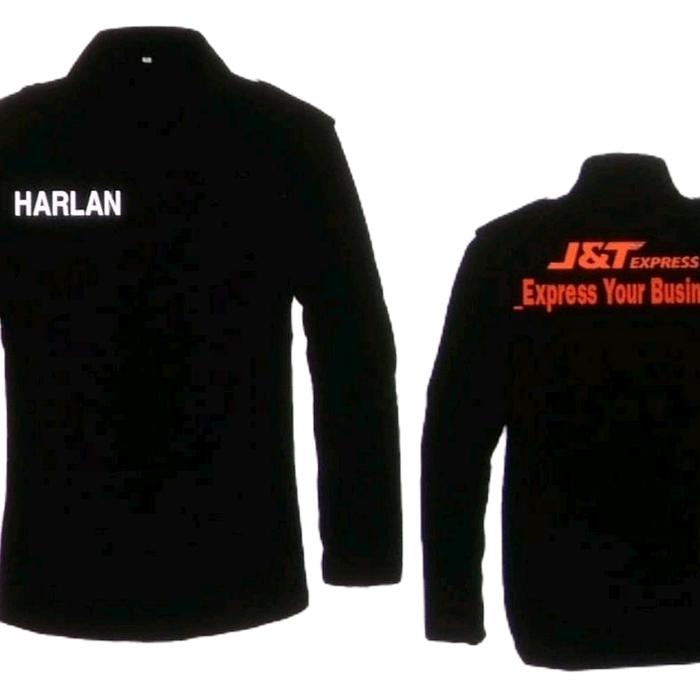 KEMEJA LENGAN PANJANG HITAM BORDIRAN J&T EXPRESS