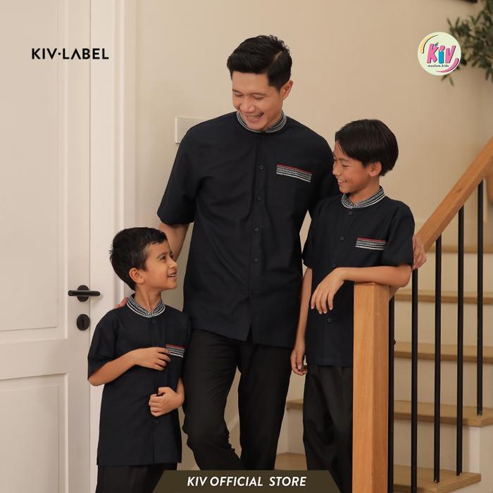 KIV Sarimbit Navy Bayanaka Series Lebaran Baju Muslim Raya Keluarga Family Set Couple Gamis Pasangan