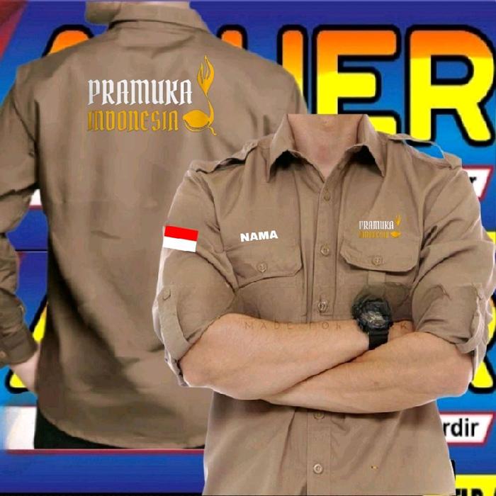 ready stok warna coklat kemeja Pramuka Indonesia baju Pramuka Indonesia seragam Pramuka Indonesia pd