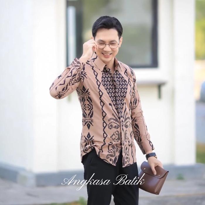 Samara Genta | Kemaja batik pria | Bahan 100% katun premium | Pria Lengan panjang