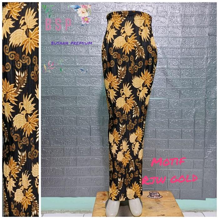 BSP.   Rok Plisket Batik Wisuda Terbaru Panjang Katun Songket Wanita - Hitam, Lilit, Motif, Bawahan,