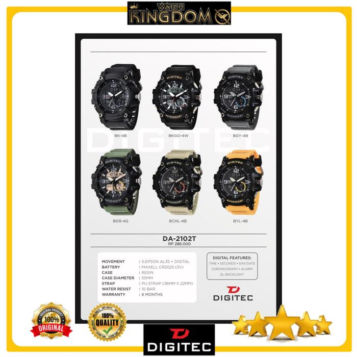 Jamtangan pria DIGITEC Original Type DA 2102 d55mm Water Resist include box