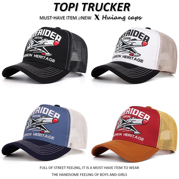 Topi korean style trucker cap fashion SKYRIDER airplane baseball hat outdoor sport cap pria wanita