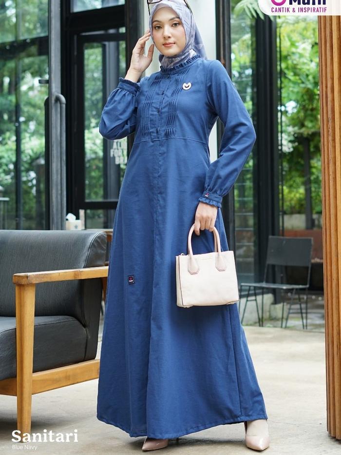 SANITARI NAVY BLUE BY MUTIF / DRESS MUTIF SANITARI NAVY BLUE / MUTIF SANITARI BY MUTIF / GAMIS MUTIF