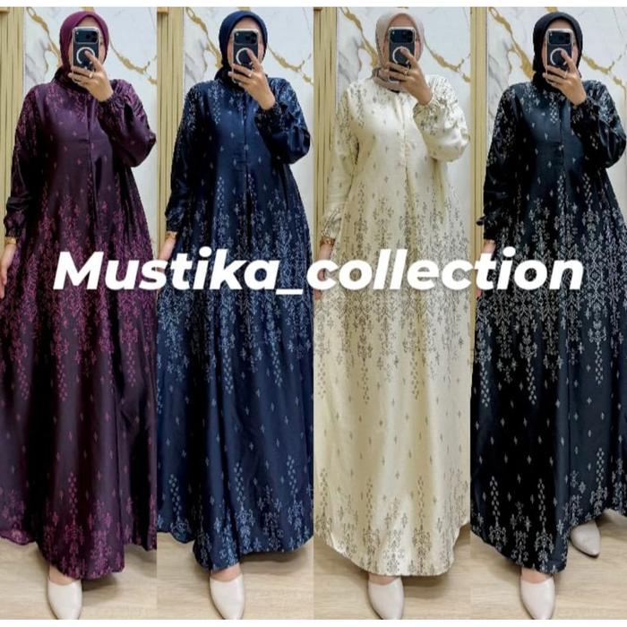 [BISA COD] - Ixia Dress |Gamis Motif Terbaru Bahan Silk Premium Jumbo Ready Lebaran Busui Friendly X