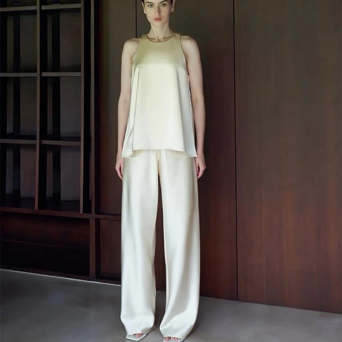 New Tan Pants Cream Duma Dumaofficial Store Satin BNWT