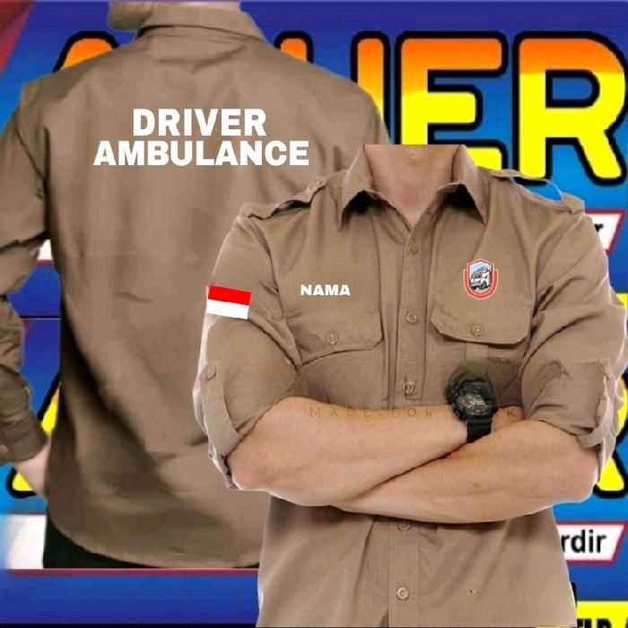 ready warna coklat Kemeja driver ambulance baju driver ambulance seragam driver ambulance Pdh driver