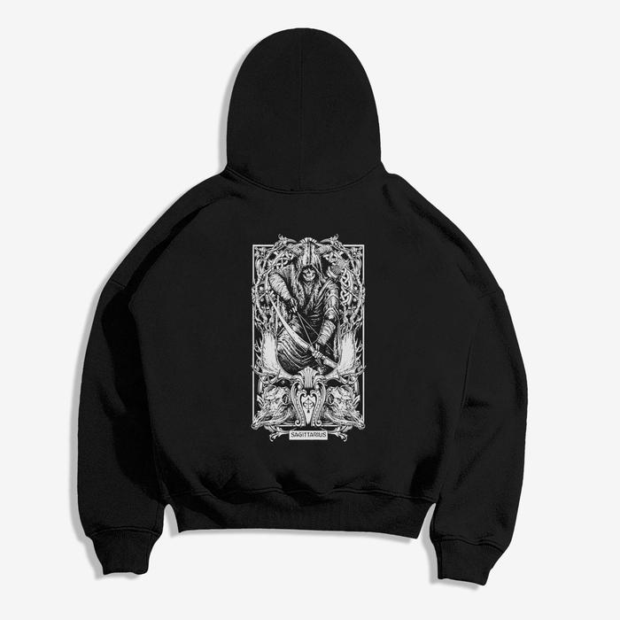 OURFIT HOODIE ZODIAC  [SAGITARIUS] Fleece Hitam Lembut Nyaman Pria Sweater