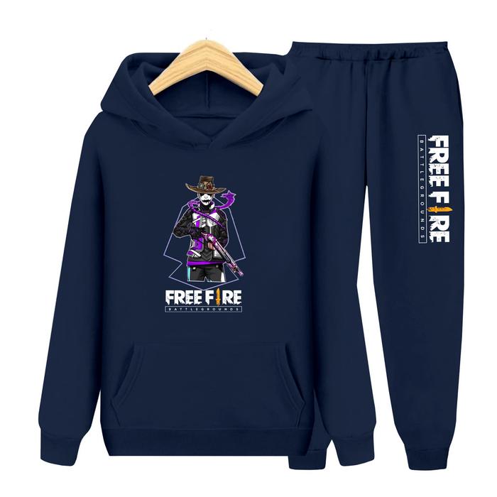 Luwi Kids Setelan Kantong Hoodie Anak Sweater Anak Remaja Gambar FF Cobra Baju Celana Fashion