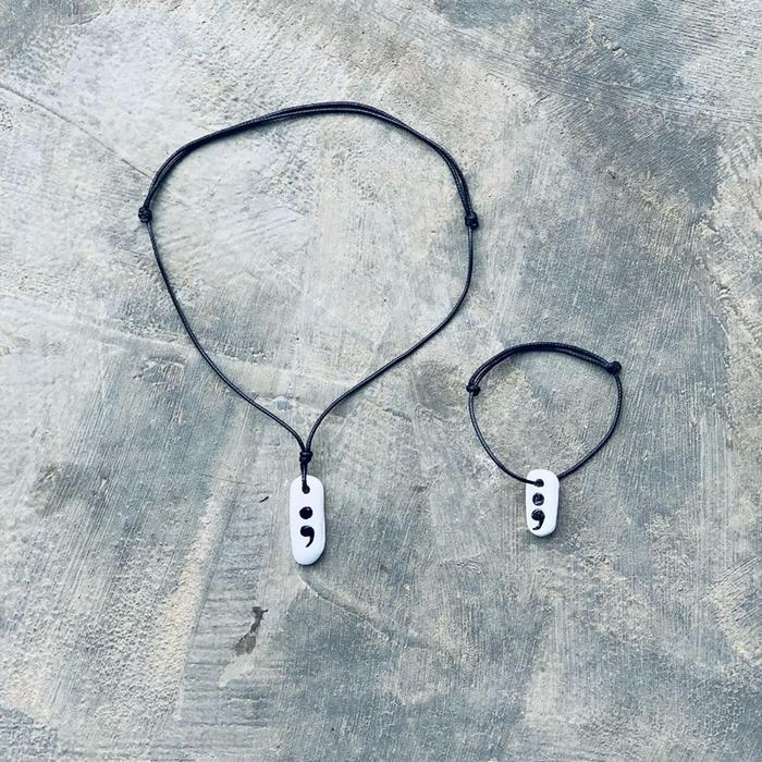 Clay Necklace bracelet The semicolon ;