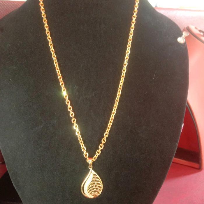kalung rante medan + liontin emas 24k