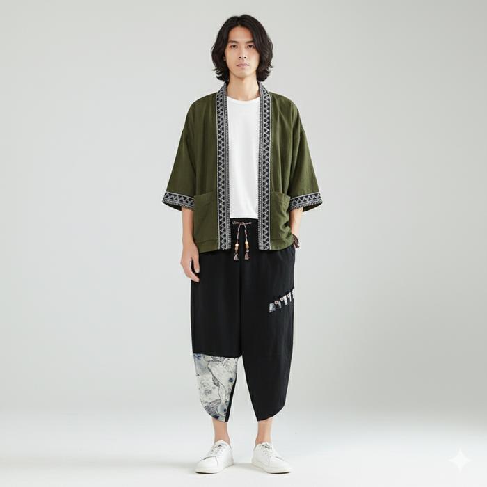 Kimono set setelan celana harem japan jepang harajuku street style gaya kekinian ukuran m l xl xxl 2