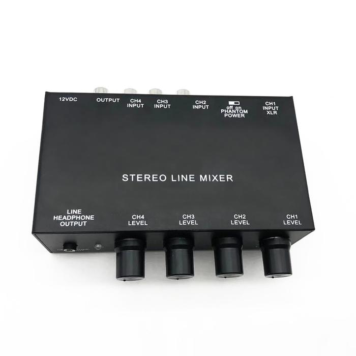 MX500 4 Channels Line Mixer with Power Adapter Support Headphone