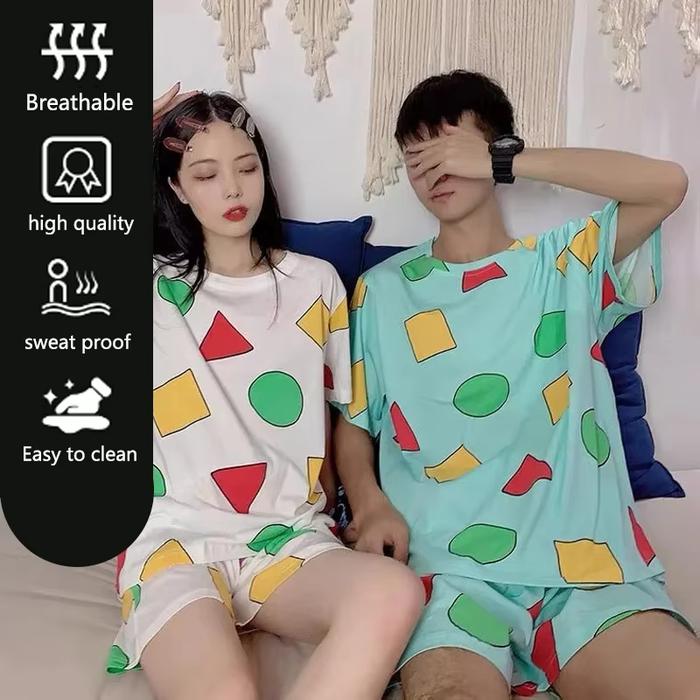 Pijama Sin Chan Man Pajama Sinchan Cotton Summer Short Sets Japanese Pajamas for Couples Man and Wom