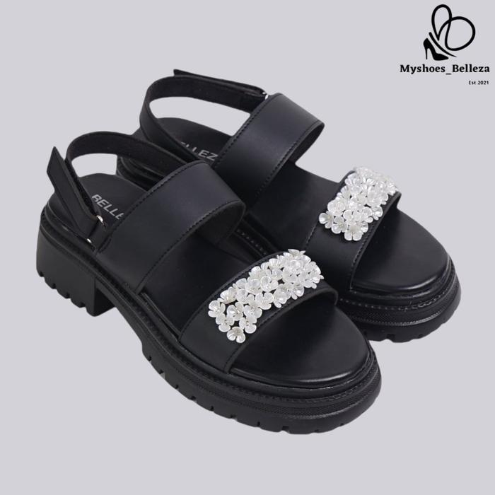 Bellaza EMORY Black Sandal Platform 5 Cm Viral Kekinian Korea Tali Gladiator Terbaru
