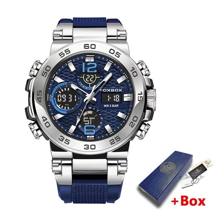 LIGE FOXBOX ORIGINAL JAM TANGAN PRIA DIGITAL ANALOG WATERPROOF FREE BOX