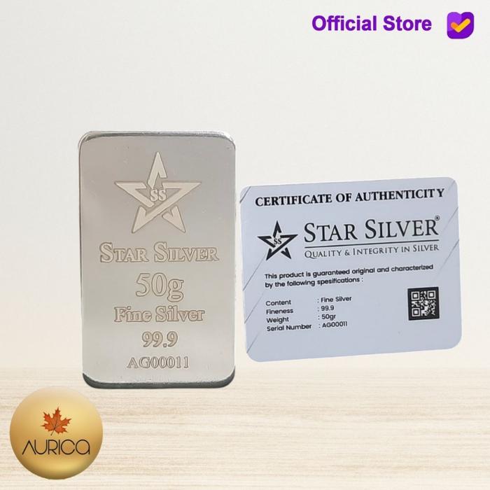 LOGAM MULIA (LM) PERAK - STARSILVER BERAT GRAMASI 50 GRAM - ASLI 100% BERSERTIFIKAT
