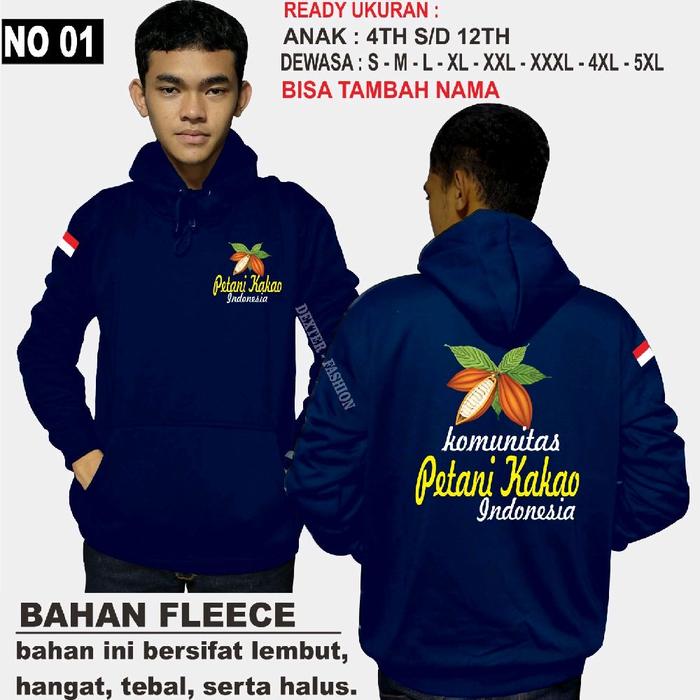 HOODIE PETANI KAKAO INDONESIA BAJU PETANI KAKAO PRIA DAN WANITA