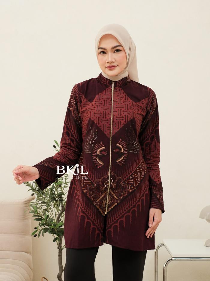 KANTHIL Tunik Batik Lapis Trikot Zipper Depan Tunik Mayangsari