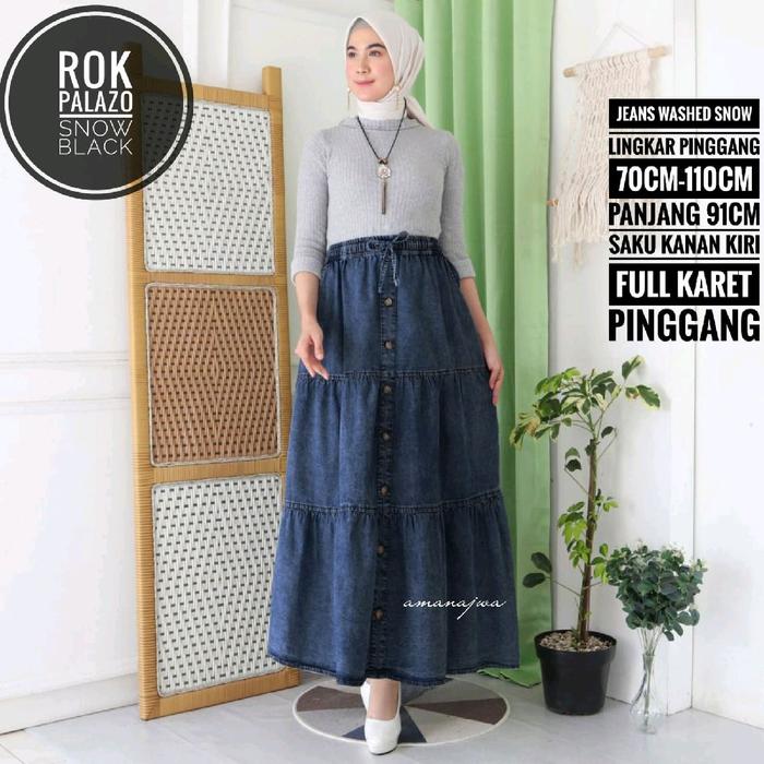 Rok rempel Jeans wash TEBAL & HALUS / AMJ