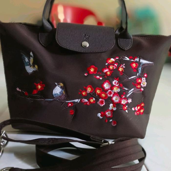 Tas Slempang Lorica dengan Desain Bunga dan Burung Elegan untuk Wanita