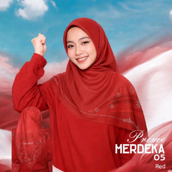 Hijab Eticha. Prime 05 Merdeka. Hijab Merah Eticha