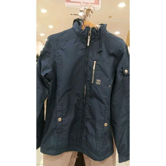 Jaket Wanita Ako Merah & Navy Parasut Lengan Panjang