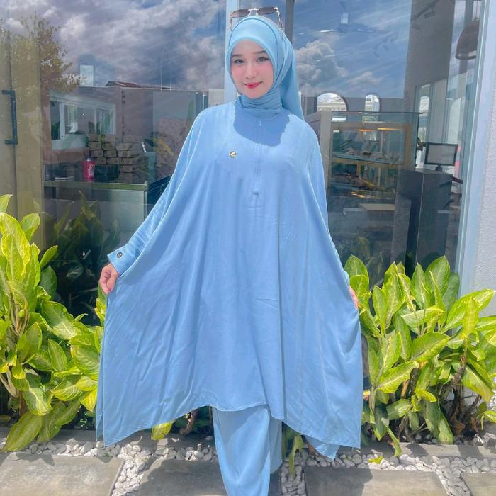 UNIQLO Setelan Naomi Katun Twill Maxi Jumbo Baju Wanita Muslimah Modis dan Nyaman