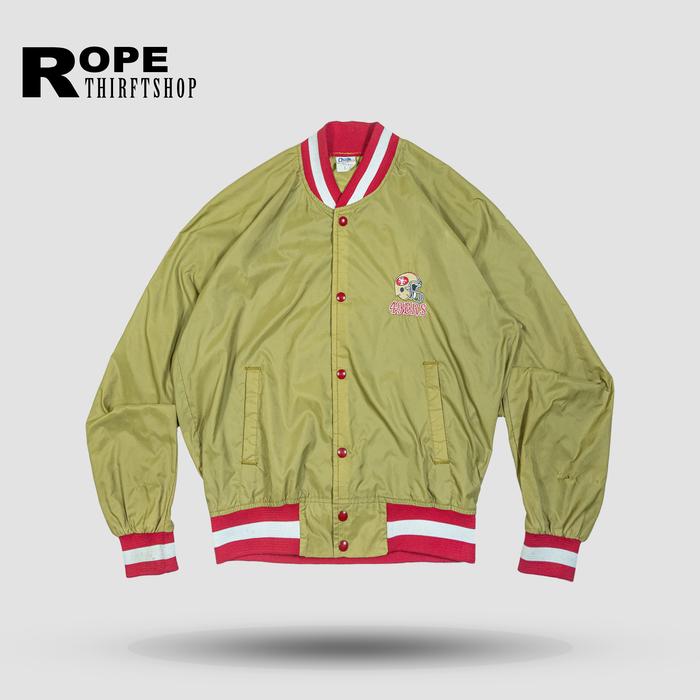 Vintage San Francisco 49ers Gold CHALK LINE Satin Button Down Jacket 80s Not Stussy Carharrt
