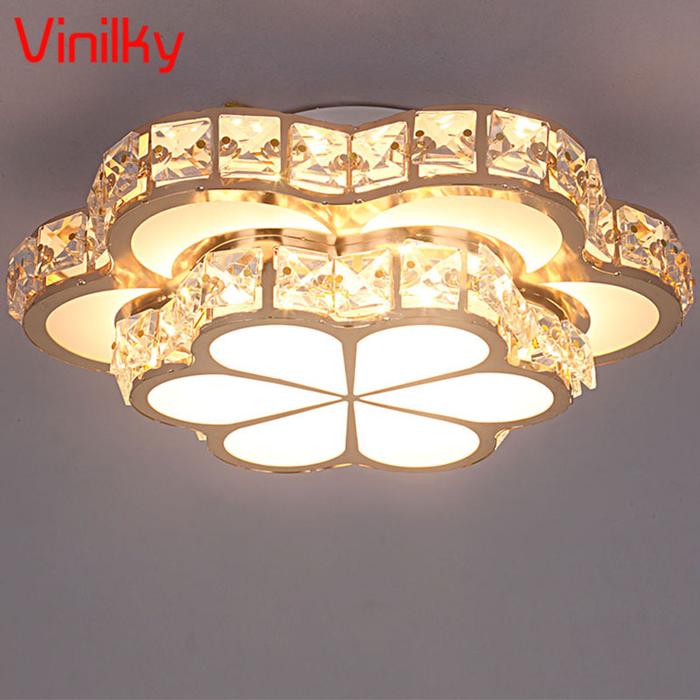 Modern Led Crystal Ceiling Lamp Flower Gold Kitchen Ceiling