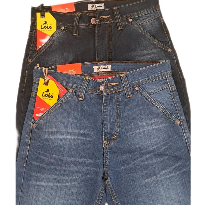 JEANS PRIA ORIGINAL LOIS PREMIUM BIRU AQUA,HANYA SATU WARNA Panjang Dewasa Celana Keren Hitam Standa