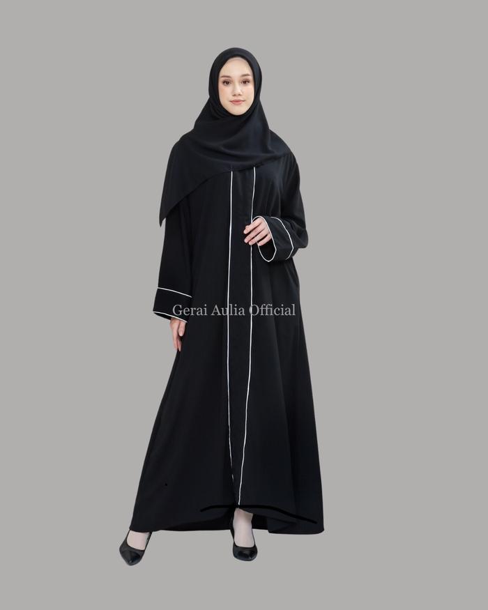 Abaya Khalifah by Gerai Aulia Jetblack Polos Gamis Turki Wanita
