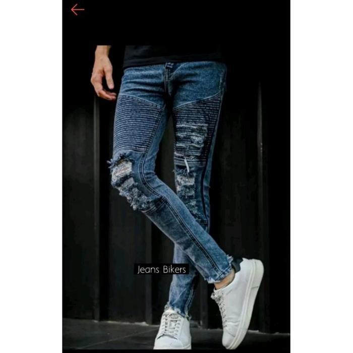 celana biker sobek sobek pria keren