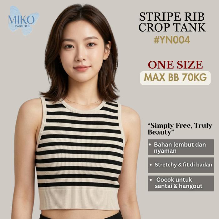 MIKOFASHION - MIKOFASHION - Atasan Wanita Crop Top Tanktop Motif Salur Tanpa Lengan Casual / Bahan K