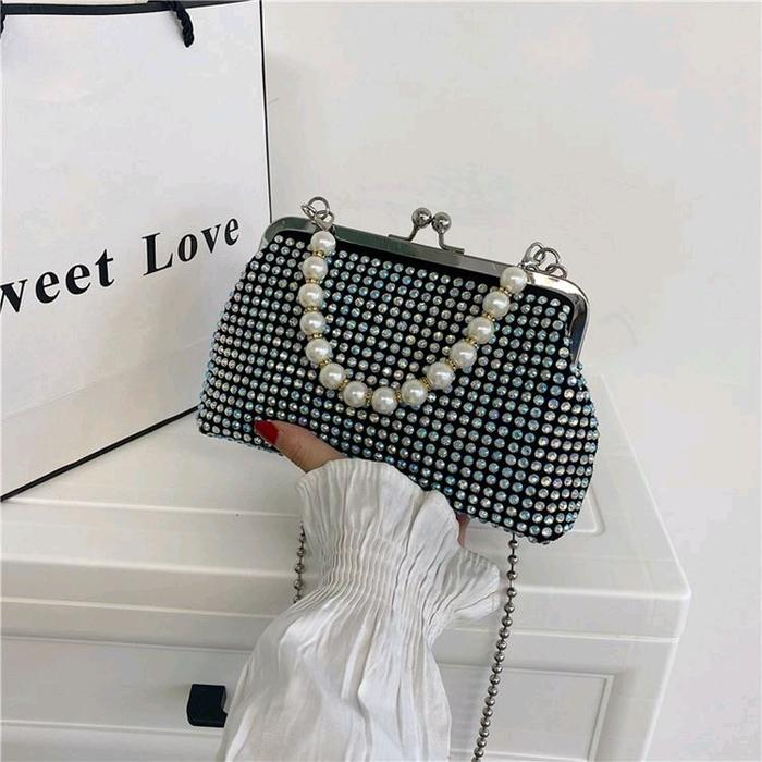 JT9096-rainbow Tas Selempang Mutiara Wanita Cantik Import
