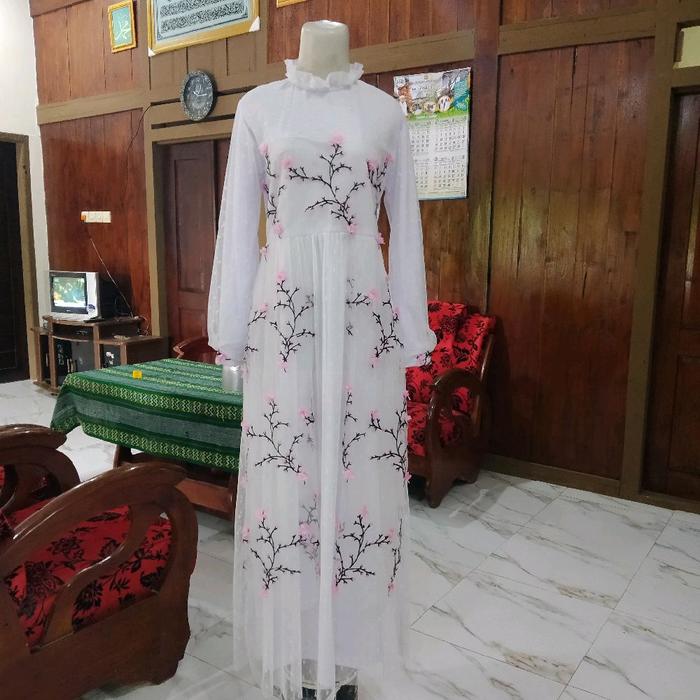 AZKADINA DRESS TULE 3D KOMBINASI TULE POLKADOT