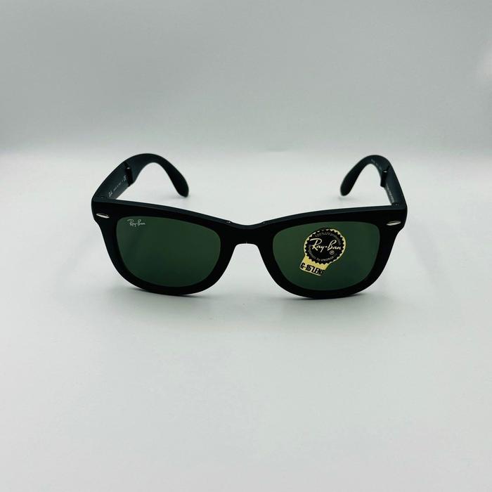 Rayban Wayfarer Folding RB4105 601S Classic Matte Black w/ Green G-15 50 Sunglasses