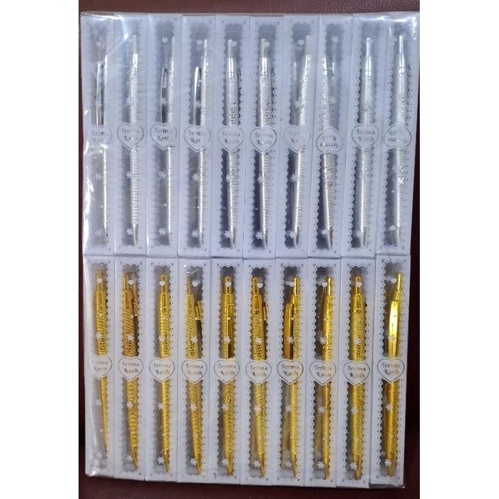 ( Isi 100 pcs ) PULPEN EMAS PERAK KEMAS MIKA souvenir pernikahan khitanan ulang tahun murah unik luc