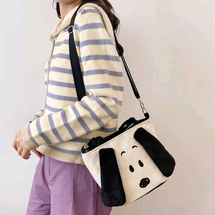 TAS SNOOPY 2 IN 1 IMPORT / TAS SNOOPY PEANUTS / TAS CANVAS JEPANG / TAS SNOOPY ORI / TAS TENTENG BAH