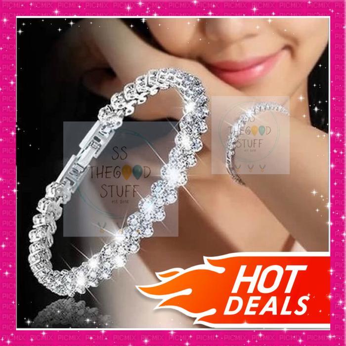 Gelang Rantai Wanita Kristal Berlian Imitasi Kualitas Terbaik