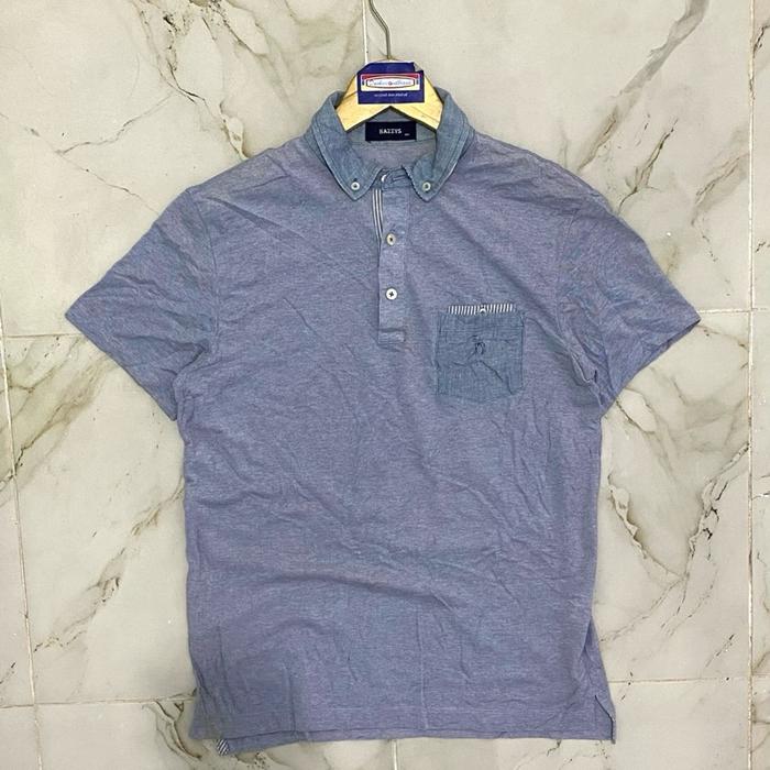 Kaos kerah poloshirt polo casual Hazzys Biru denim pocket saku second