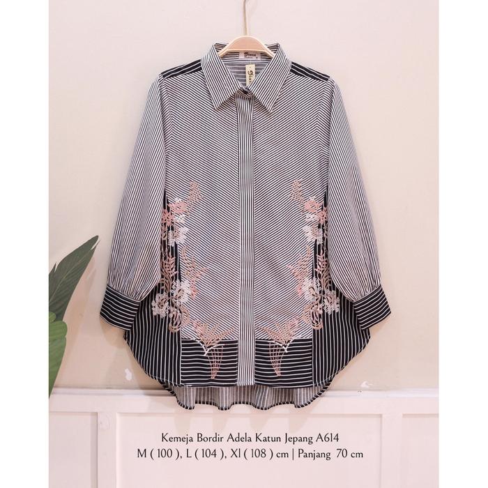 Ready- cod kemeja bordir adella katun jepang salurmidi rafikka Sallur Catton import, midi DRES mewah