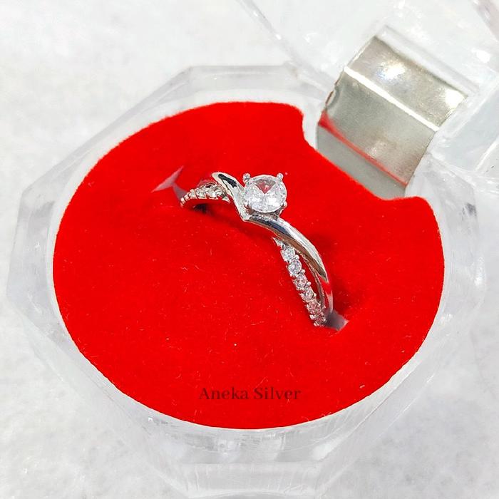 Cincin Variasi Putih, Perak 925, Sepuh Emas Putih