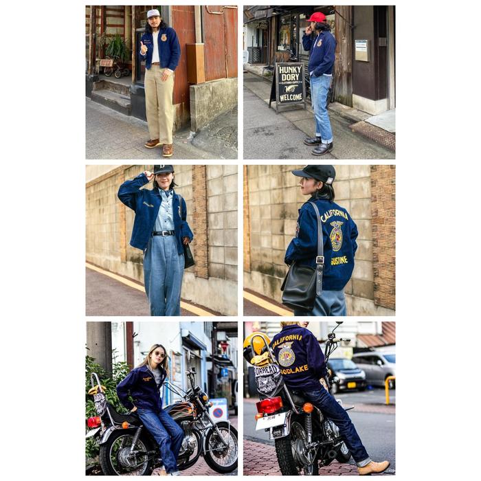 Corduroy Vintage 60s Detroit Navy Blue Cropped Retro Lightweight Bomber Cowboy Embroidery Work Ffa C