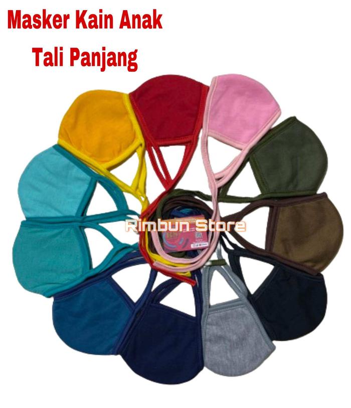 (6pcs) Masker kain Anak Remaja Tali Panjang Polos / Masker Perempuan & Laki-Laki 7 Tahun Keatas / Ma
