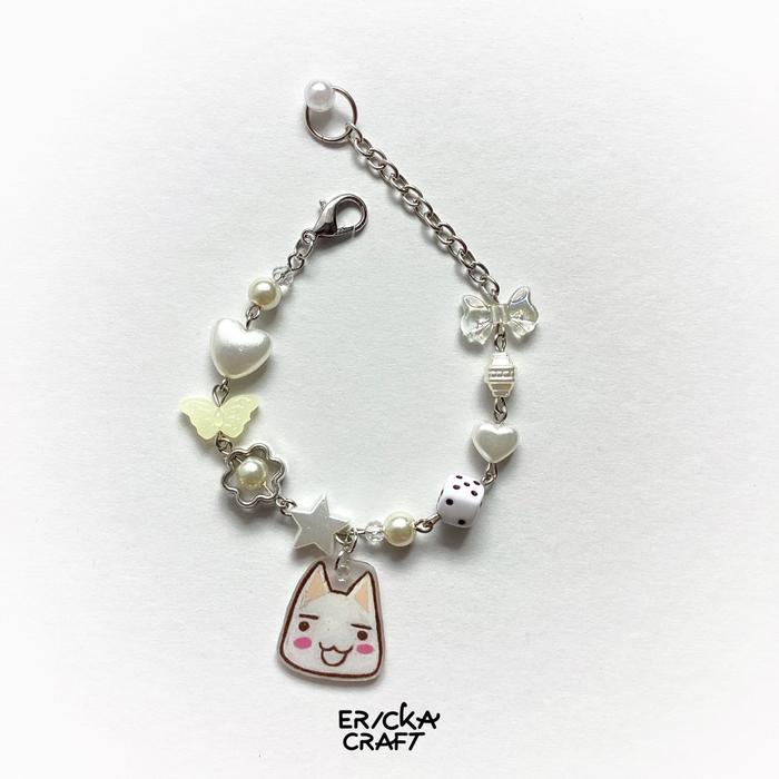 ￼BRACELET CAT TORO INOUE GELANG KAWAII AESTHETIC PAPER SHRINK CHARM BY ERICKA CRAFT