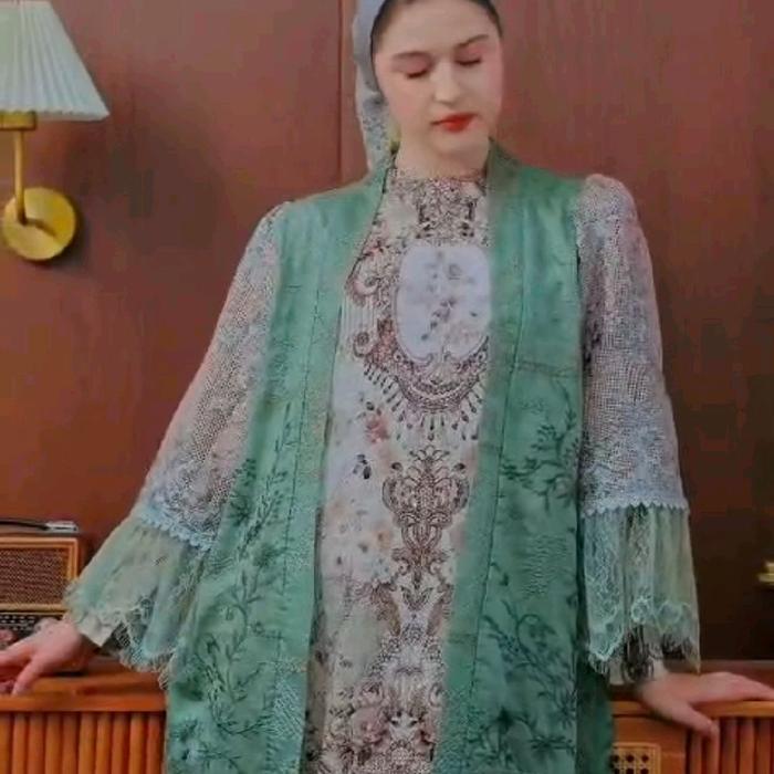 Gamis Wanita Muslim Pesona FHA dengan Borkat Rompi Pisah Motif Elegan dan mewah