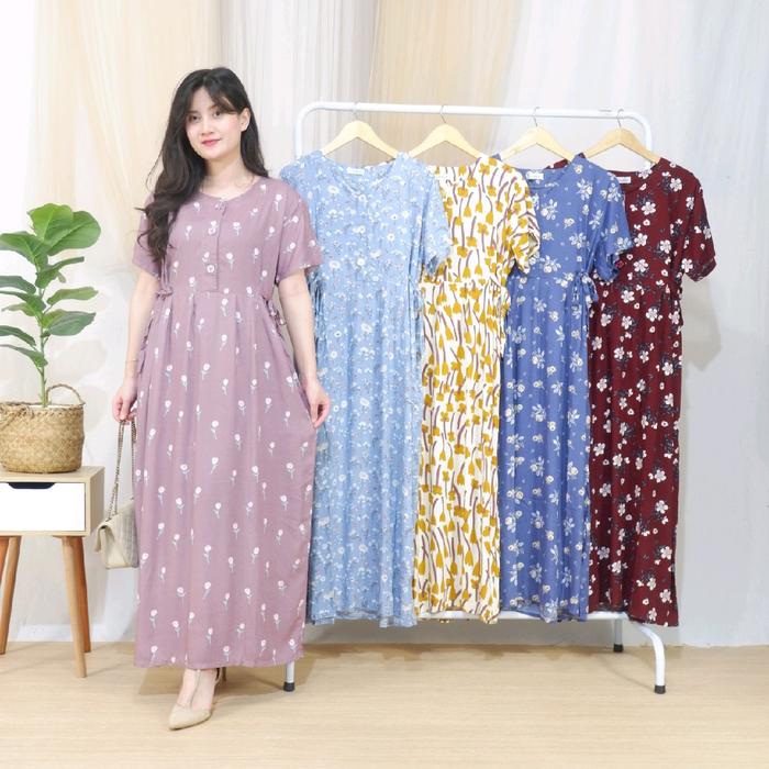 Humaira Dress-Homedress dewasa rayon premium | Daster rayon premium Busui Wanita Kancing Motif Bumil
