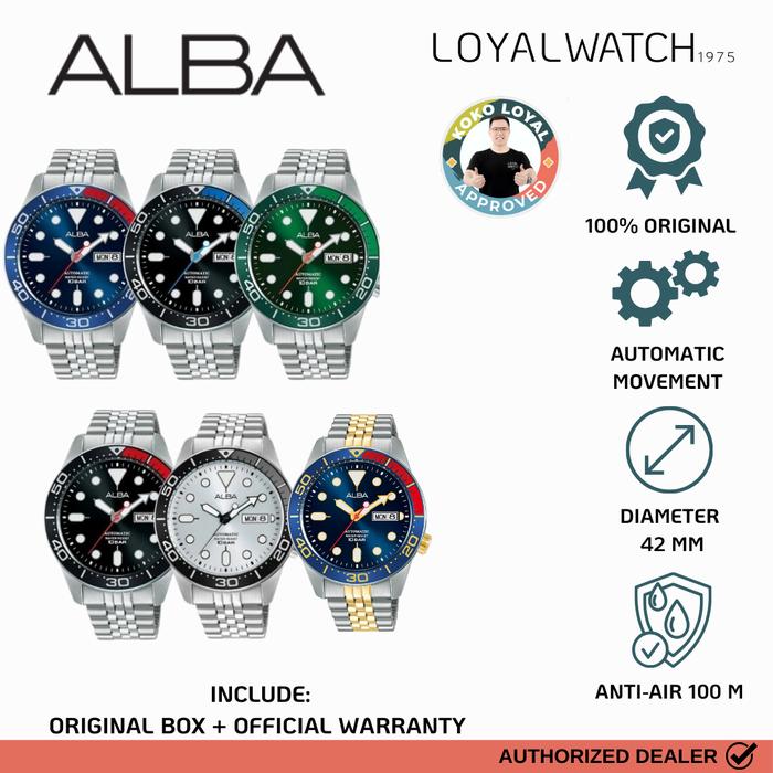 Jam Tangan Alba Automatic Sporty Analog Pria Al4187 Al4191 Al4195 Al4193 AL4197 AL4185 Watches Origi