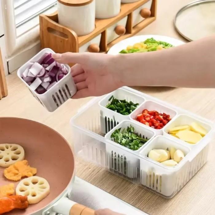 Ready Stock Kotak Kontainer Makanan Kulkas Keranjang Buah Pengering Sayuran Box / Kotak Tempat Penyi